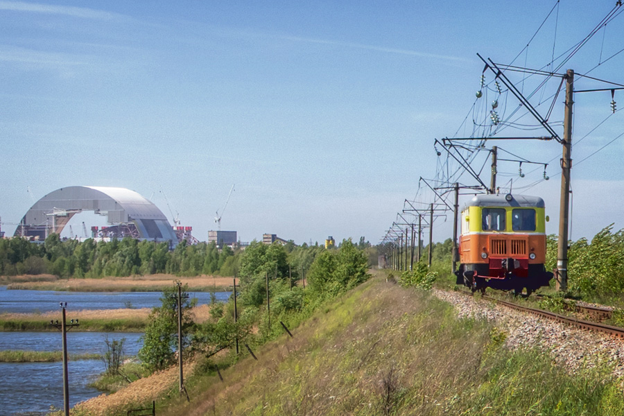 The railroad line near the Chornobyl Nuclear Power Plant